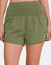 Zenana High-Waisted Zippered Back Pocket Active Shorts