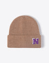 Letter N Patch Cuffed Knit Beanie