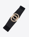 Circle Buckle Elastic Wide PU Belt