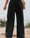 Plus Size Smocked High Waist Wide Leg Pants