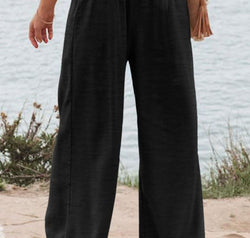 Plus Size Smocked High Waist Wide Leg Pants