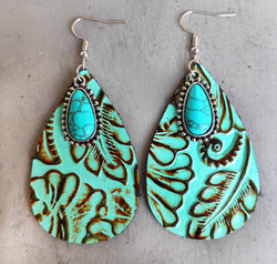 Artificial Turquoise Teardrop Earrings