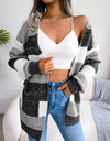 Striped Rib-Knit Open Front Longline Cardigan