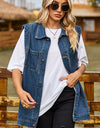 Button Up Sleeveless Denim Jacket