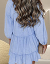 V-Neck Three-Quarter Sleeve Denim Dress