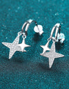 Moissanite Star Rhodium-Plated Drop Earrings