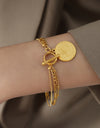 Coin Pendant Toggle clasp 18K Gold-Plated Bracelet