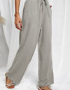 Drawstring Elastic Waist Pants with Pockets