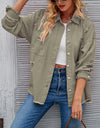 Distressed Raw Hem Button Up Denim Jacket