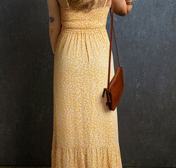 Smocked Printed Square Neck Maxi Cami Dress