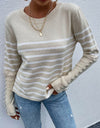 Angel Wings Striped Decorative Button Knit Top