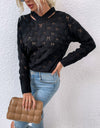 Openwork Cutout Dropped Shoulder Sweater