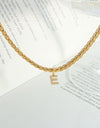 Brass Inlaid Zircon Letter Pendant Necklace