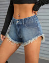 Raw Hem Denim Shorts with Pockets