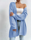 Open Front Dropped Shoulder Slit Cardigan