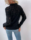 Openwork Cutout Dropped Shoulder Sweater