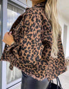 Leopard Raw Hem Denim Jacket