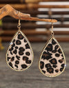 Zircon PU Leopard Teardrop Earrings