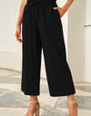 Drawstring Paperbag Waist Wide Leg Pants