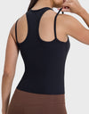 Cutout Round Neck Racerback Active Tank