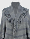 Fringe Detail Open Front Poncho