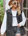 Button Front Sleeveless Denim Jacket