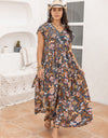 Plus Size Ruffled Printed Cap Sleeve Dress