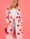 Heart Graphic Open Front Cardigan with Pockets