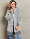 Woven Right Heathered Open Front Longline Cardigan