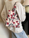 Printed Canvas Handbag with Zipper