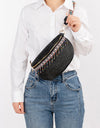 Bead Trim Straw Weave Crossbody Bag