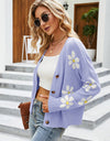 Flower Pattern Button Front Cardigan