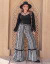 Plus Size Printed Wide Leg Pants