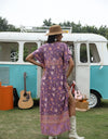 Printed Tie Neck Short Sleeve Dress