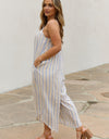 HEYSON Full Size Multi Colored Striped Jumpsuit with Pockets