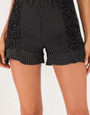 Polka Dot Smocked Ruffle Hem Shorts