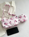 Butterfly Print Shoulder Bag with Purse