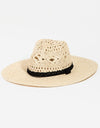 Fame Openwork Lace Detail Wide Brim Hat