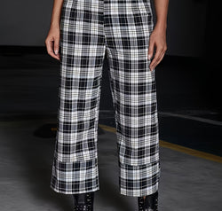 Full Size Plaid High Waist Pants