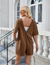 Lovelet Backless Pocketed Round Neck Half Sleeve Romper