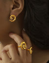 Titanium Steel Zircon Spiral Shape Earrings