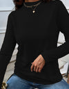 Shiny Mock Neck Long Sleeve Knit Top