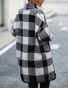 Plaid Dropped Shoulder Cardigan with Pocket