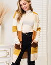 Woven Right Color Block Dropped Shoulder Cardigan