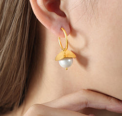 18K Gold-Plated Bead Dangle Earrings