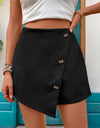 Decorative Button High Waist Skort