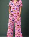 Animal Button Up Top and Pants Lounge Set