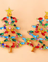 Christmas Tree Rhinestone Alloy Earrings