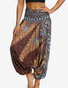 Printed Smocked Waist Harem Pants