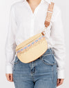 Bead Trim Straw Weave Crossbody Bag